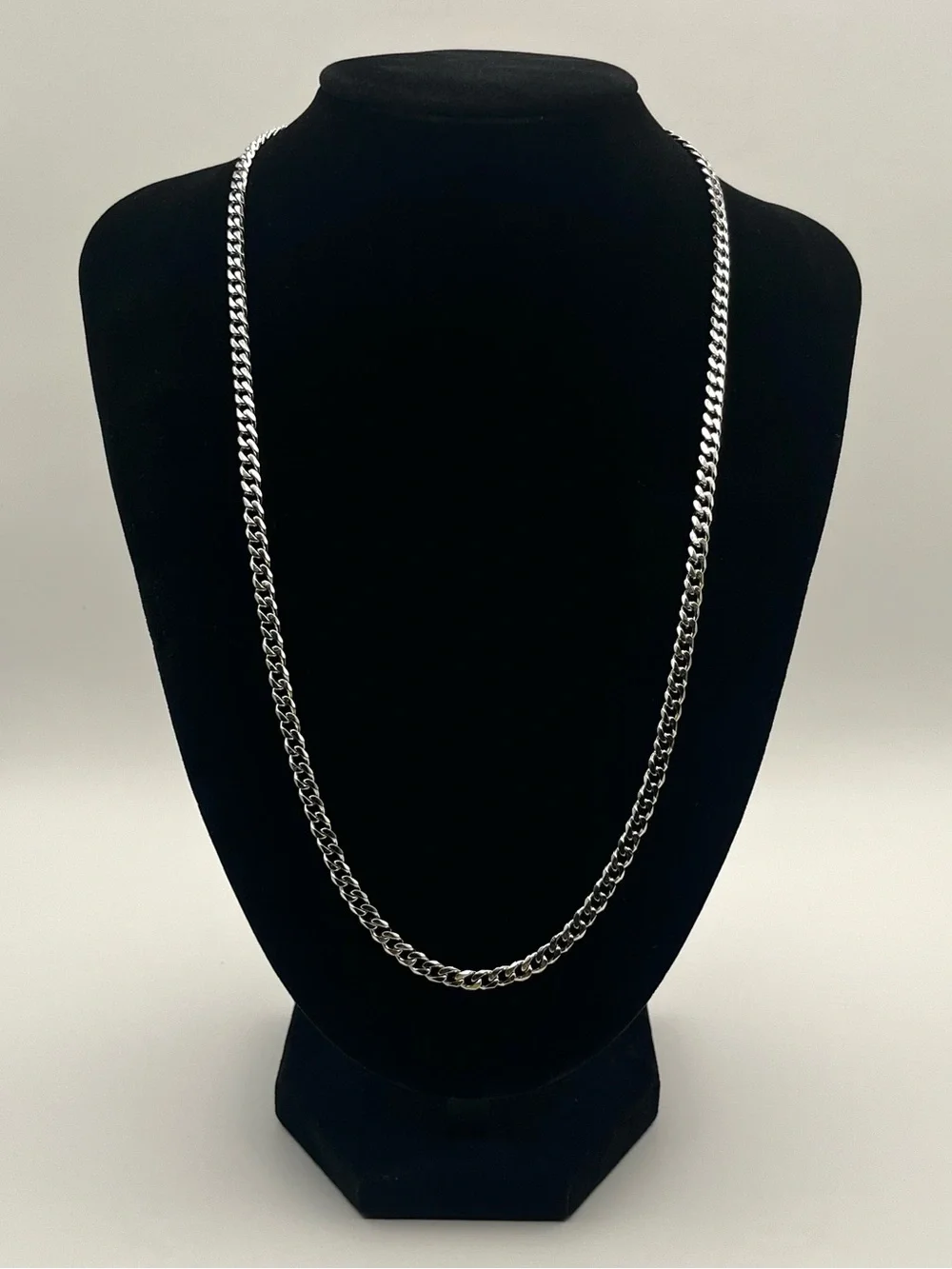 4mm Silver Miami Cuban Link Chain 22” Stainless Steel Necklace